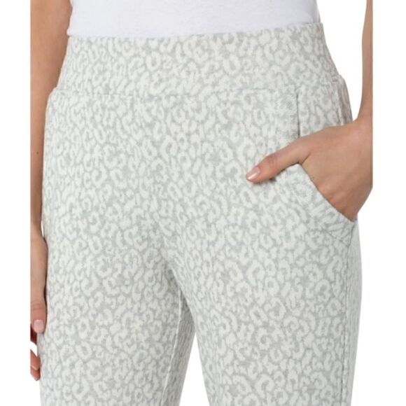 Liverpool pull on gray white leopard jacquard patterned jogger sweatpants small - Picture 1 of 5